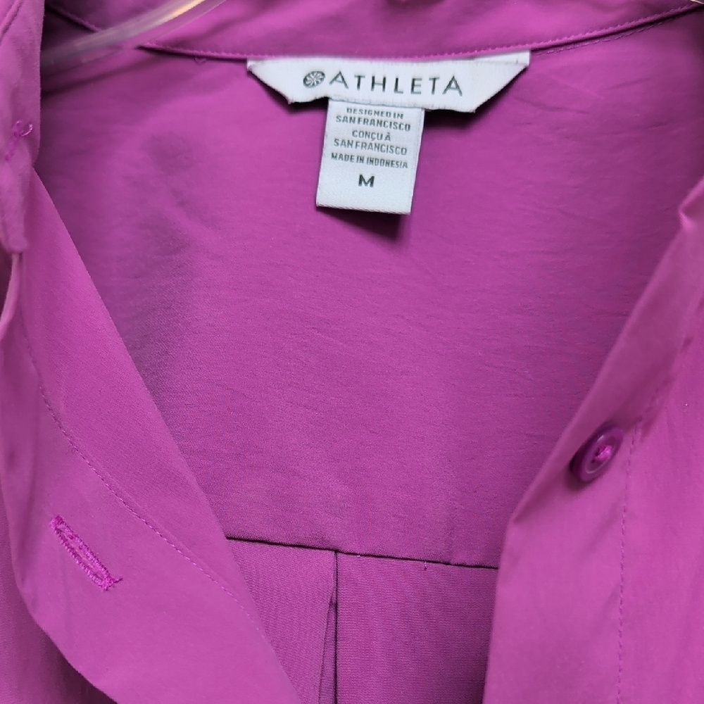Athleta oversize vibrant magenta poplin shirt - Picture 2 of 8